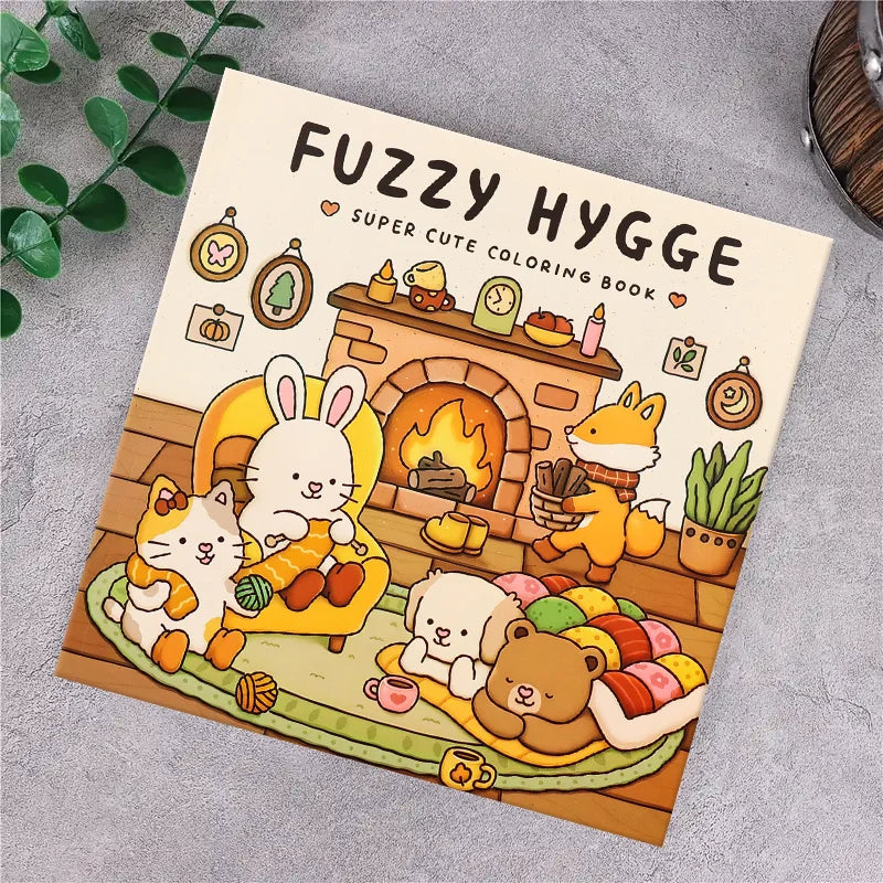 Fuzzy Hygge: Cozy Adult & Teen Coloring Book with Cute Animal Characters to Relieve Stress - Cute Animal Designs - Sun Studio