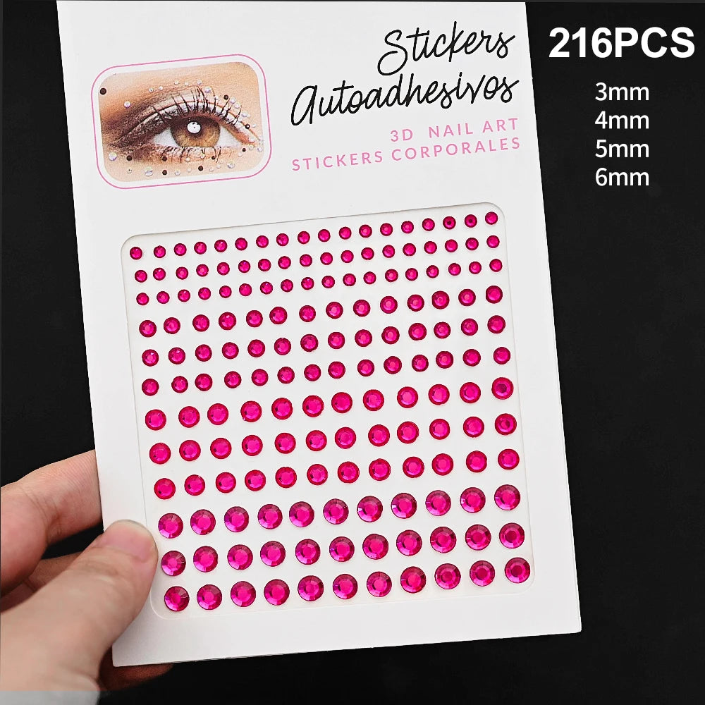 1Pcs Face Diamond Gem Sticker 5D Colorful Rhinestone Tattoo Stickers Fo Festival Nail Body Makeup Bling Jewelry DIY Face Sticker - Sun Studio