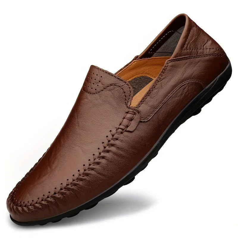 CLOHOO Men's Business Casual Shoes Leather Stitching Comfortable Breathable Rubber Bottom Second Layer Cowhide - Sun Studio