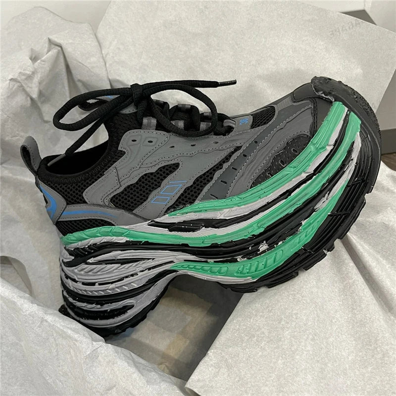 Thick Bottom Platform High Heel Casual Trainers Luxury Brand Designer Women Sneaker Mixed Color Runway Sport Shoes Large Size - Sun Studio