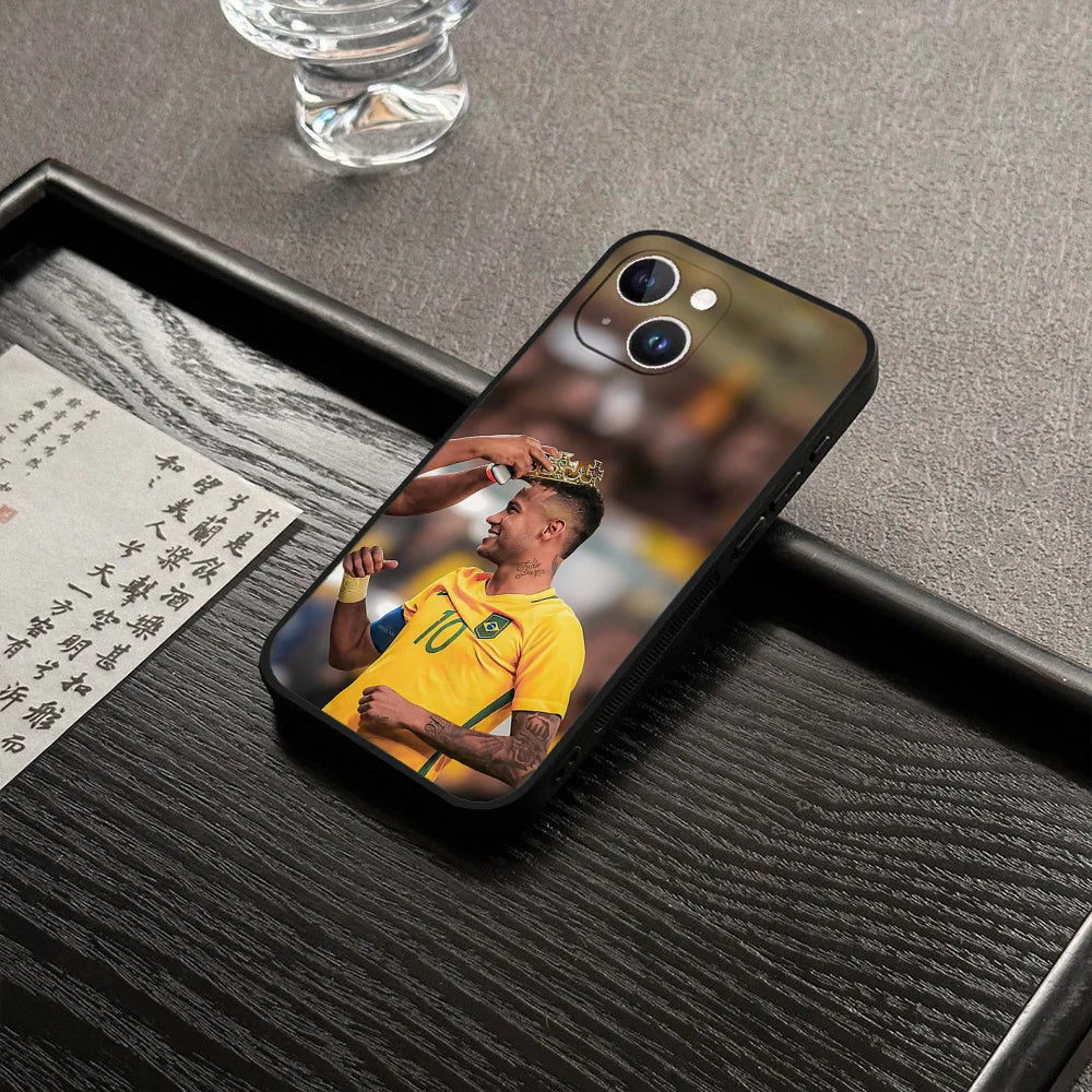 For N-Neymar Football 10 Phone Case For Iphone 16 15 11 13 14 Pro Max 7 8 Plus X Xr Xs Max 12mini Black Shell Cover Case - Sun Studio