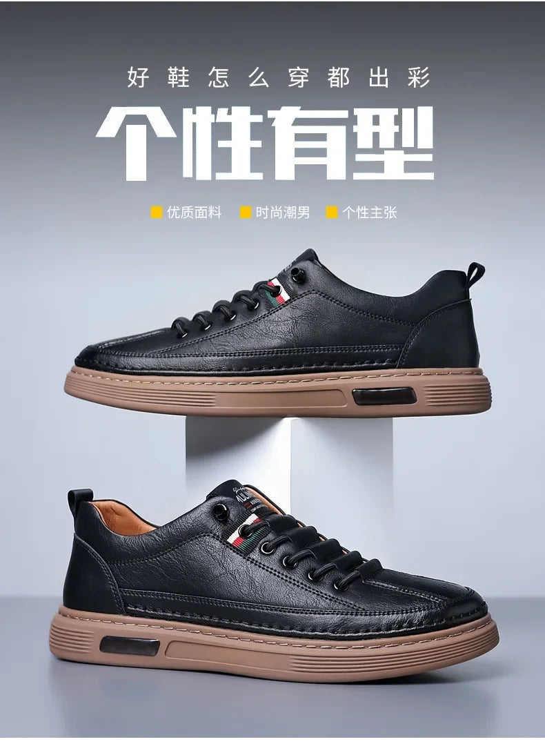 New Leather Shoes for Men Non-slip Sports Fashion Comfortable Sneakers Male Flat Slip-on Casual Brand Men's Casual - Sun Studio