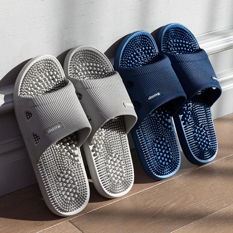 Women Men Foot Massage Slippers Indoor Bathroom Non-slip Soft Slides Comfort Flats Couples Home Relief Feet Health Care Shoes - Sun Studio