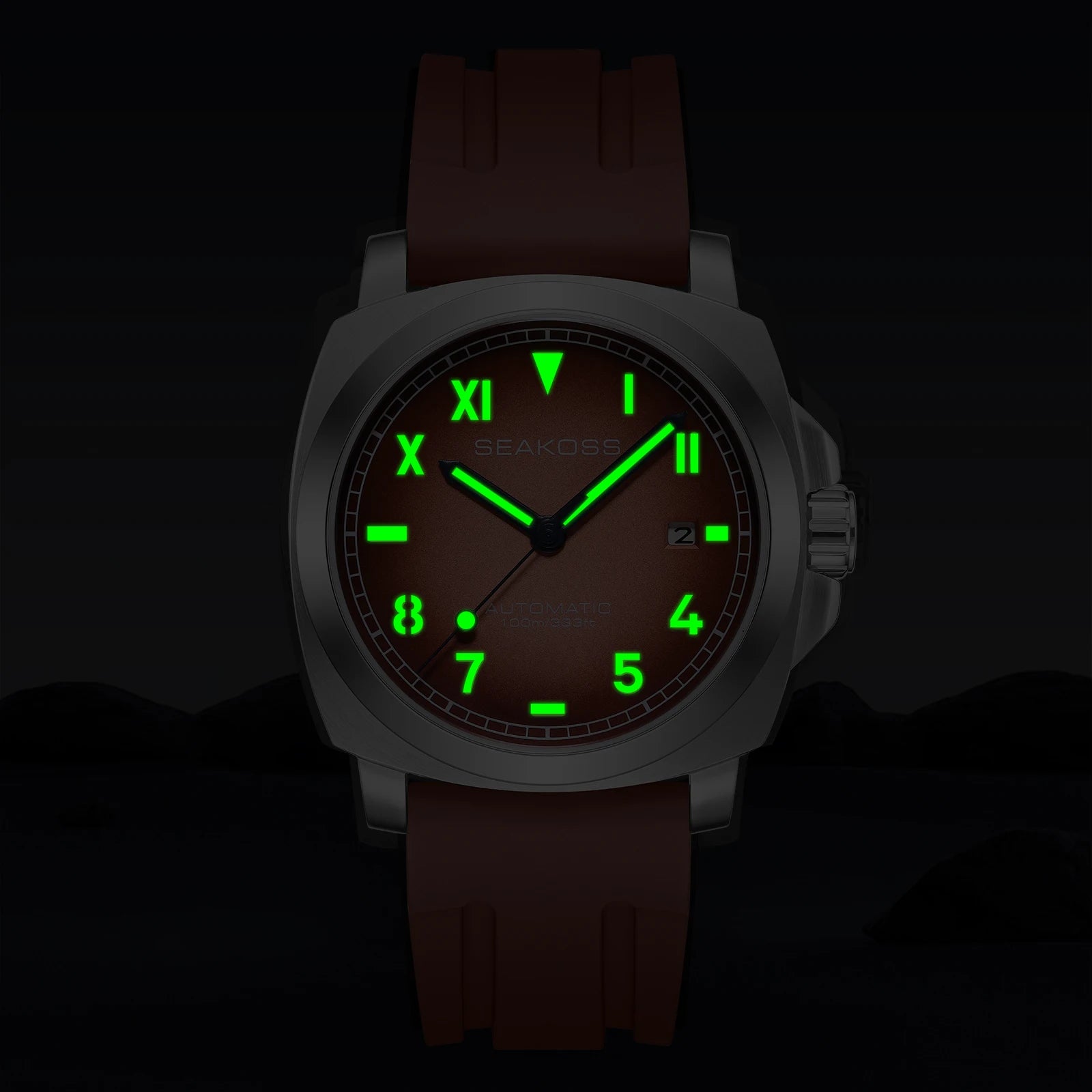 SEAKOSS Super Luminous Diving Automatic Mechanical Watches Men's 10ATM with Seagull st1612 Movement Calendar Sapphire Wristwatch - Sun Studio