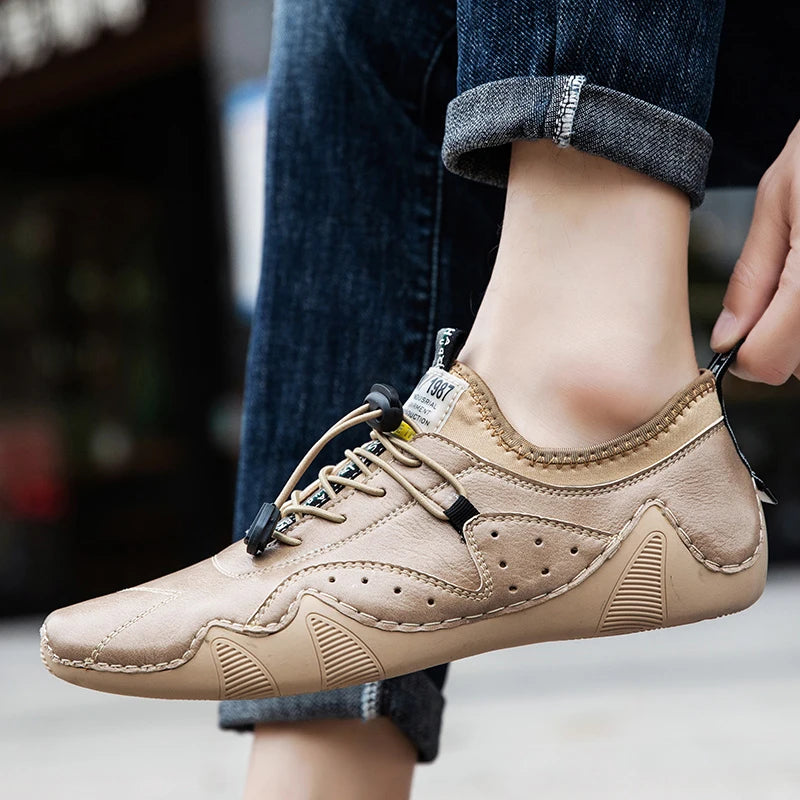 Leather Casual Sneakers for Men Driving Shoes 2024 New Fashion In Waterproof Men Doug Luxury Dress Loafers Shoes Footwear ﻿ - Sun Studio