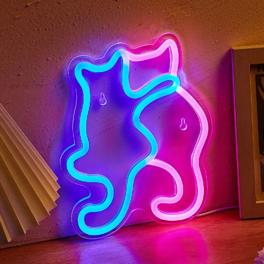 Anime Cat & Moon Neon Sign for Wall Art Arcade Decor, LED Night Lights Home Decor for Game Room Sign,Bedroom, Living Room, Bars - Sun Studio