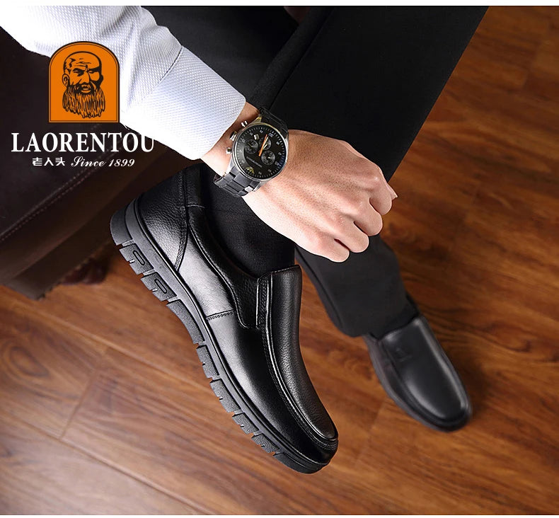 LAORENTOU genuine leather thick soled casual leather shoes for middle-aged and elderly fathers, oversized business shoes 66736 - Sun Studio