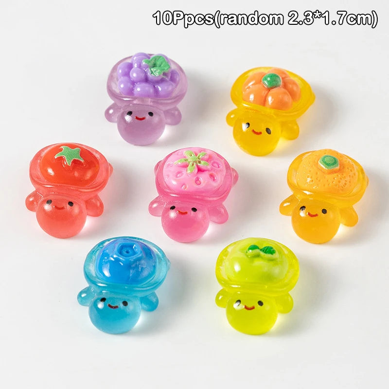 10pcs Cute Landscaping Resin Crafts Glowing Turtle Garden Fish Tank Miniatures Ornaments Mini Luminous Fruit Turtle Home Decor - Sun Studio