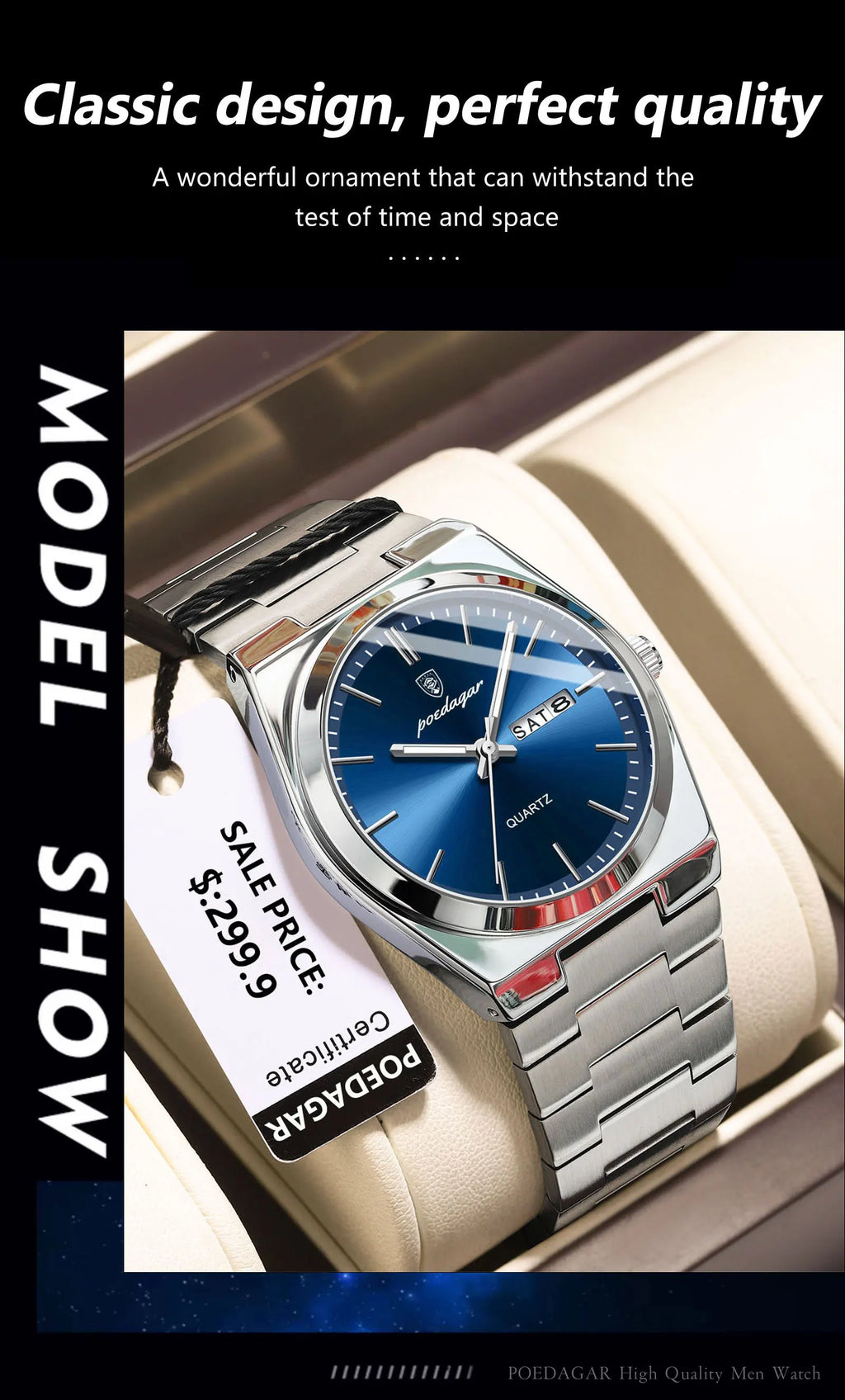 POEDAGAR Luxury Watch For Man Waterproof Luminous Date Week Stainless Steel Men Watch Casual Quartz Men's Watches Male Clock+box - Sun Studio