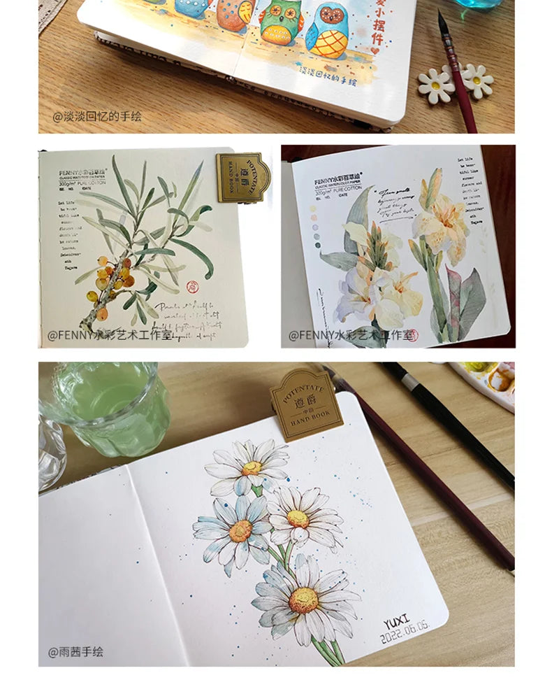 POTENTATE Watercolor 100% Cotton Paper Pad 24 Sheets10x10cm/9x14cm/13x19cm Artists Beginners Watercolor Sketchbook Drawing Paper - Sun Studio
