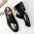 PJCMG Black /Wine Red Mens Dress Lace-Up Oxfords Pointed Toe Genuine Leather Wedding Mens Business Work Shoes - Sun Studio