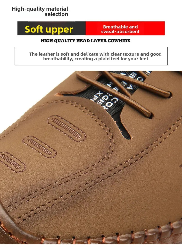 Men's Casual Slip-On Soft Bottom Breathable Beans Shoes Fashionable Spring Autumn Wear Resistant Microfiber Leather Shoes - Sun Studio