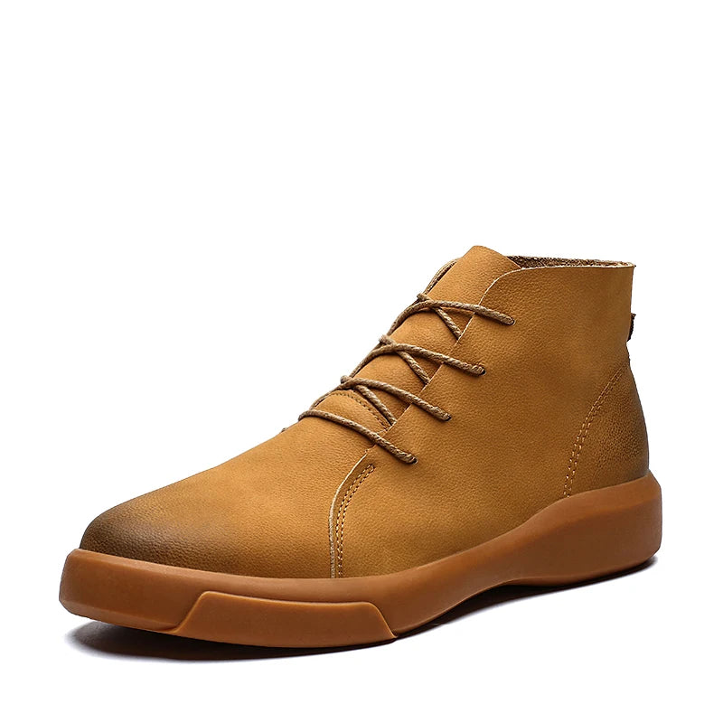 100% cowhide New large-sized men's boots Fashionable casual thick-soled breathable men's shoes Outdoor sports Chelsea boots - Sun Studio