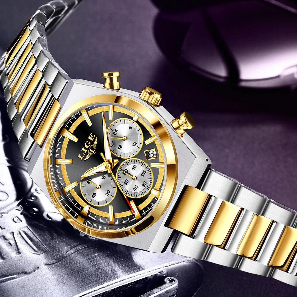 LIGE Top Luxury Man Quartz Watch Waterproof Luminous Date Chronograph Watches For Men Stainless Steel Fashion Men's Watch Reloj - Sun Studio