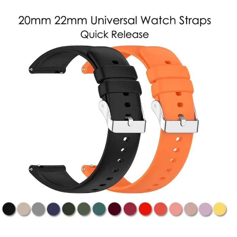 Hot Sell 20MM 22MM Silicone Watch Strap 20/22mm Universal Watchband Wristwatch Band for P22 Smartwatch &Other Watches Bracelet - Sun Studio