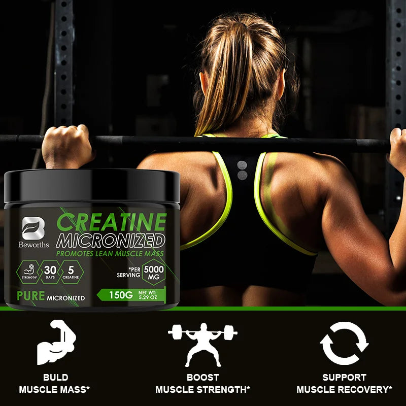 BEWORTHS Creatine Monohydrate Sports Dietary Supplements for Workout Muscle Building Cellular Energy Enhance Muscle Strength - Sun Studio