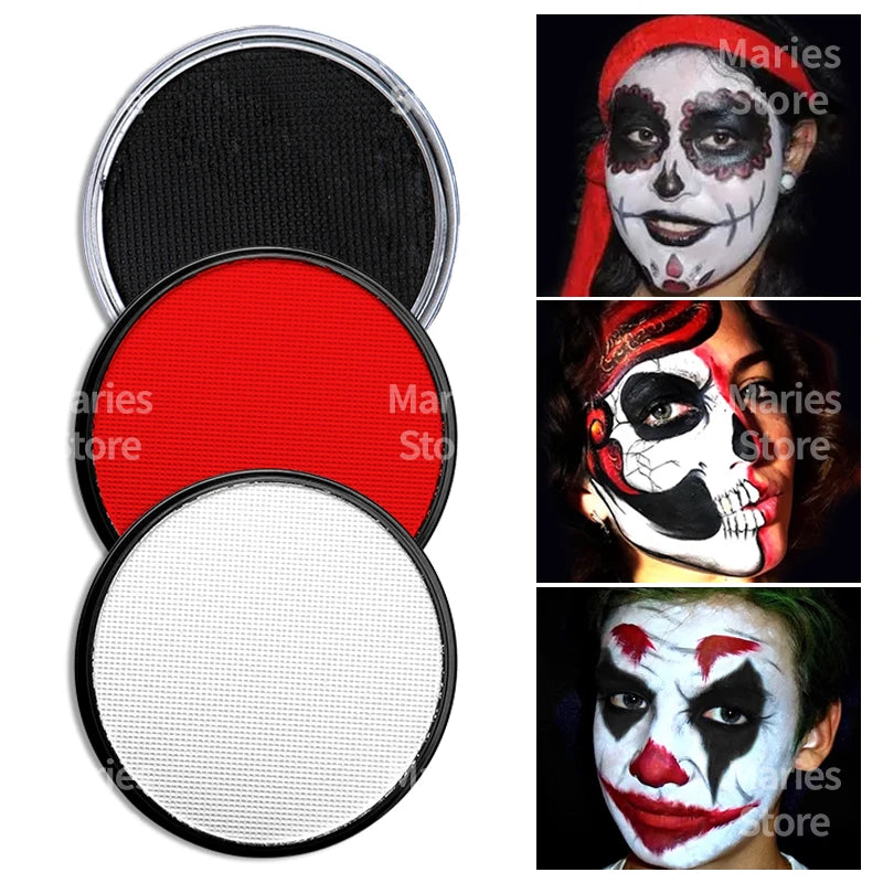 30g White Black Red Paint Water Based Makeup,Single Color for Adults for Skull,Witch,Goth,Cosplay,Halloween,Christmas,Party - Sun Studio