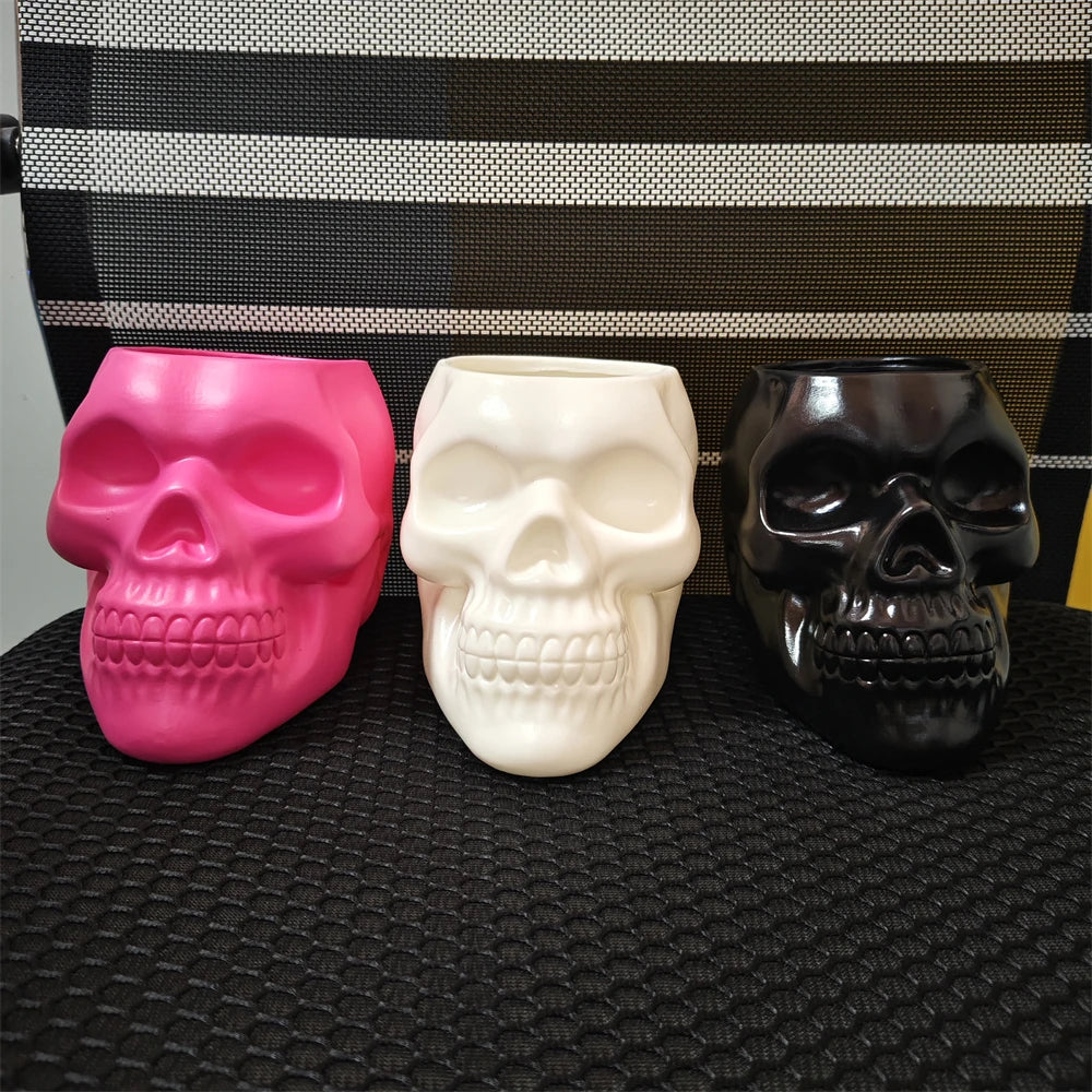 Skull Planter Vase Gothic Skull Flower Pot Goth Plant Pots Succulent Planters For Home Decor Halloween Decoration Pen Holder - Sun Studio