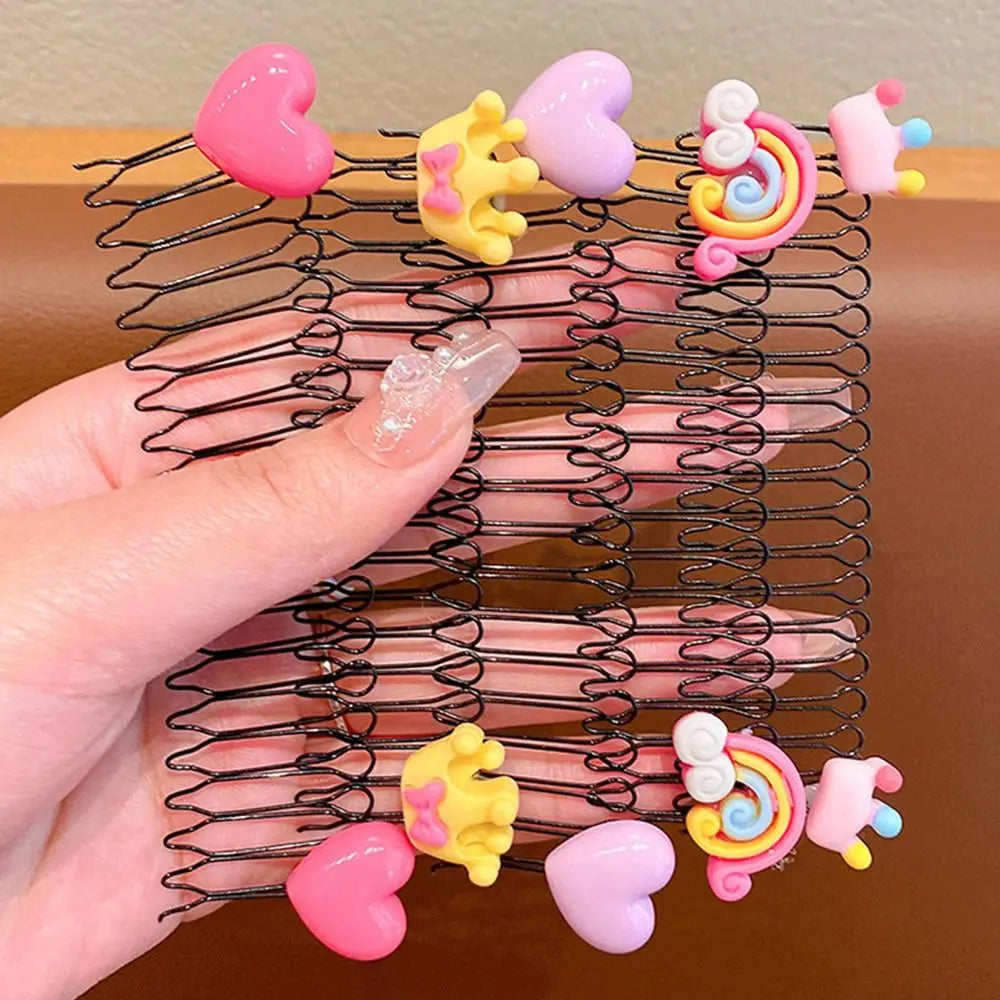 Kids Spring Hair Comb Cartoon Invisible Comb Teeth Extra Hair Holder Sweet U Shape Hair Styling Comb Fixed Combs Girls Hair Wear - Sun Studio