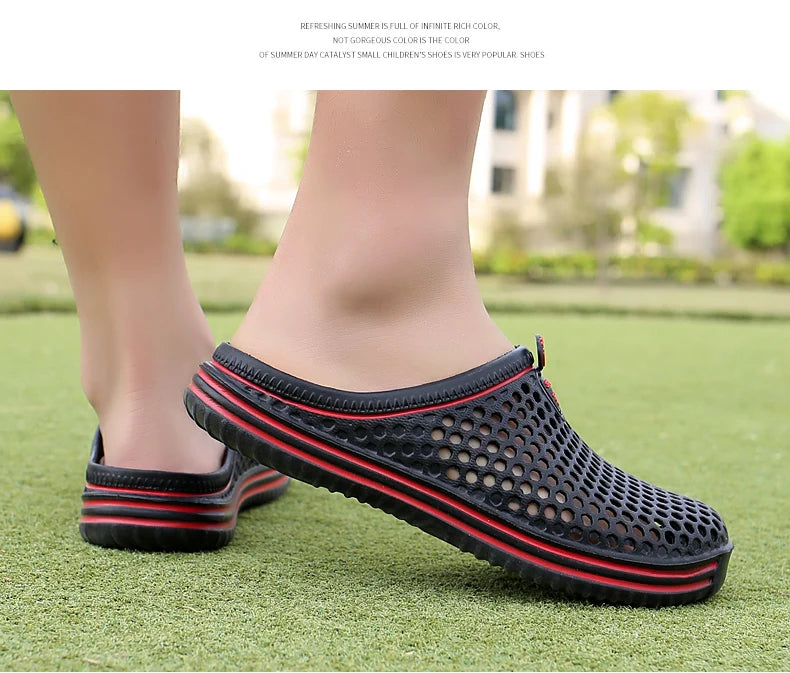 YRZL Sandales d'été pour hommes légères en EVA, chaussures décontractées pour hommes, sabots à trous, sabots, chaussures de jardin, d'extérieur, pantoufles plates de plage pour hommes