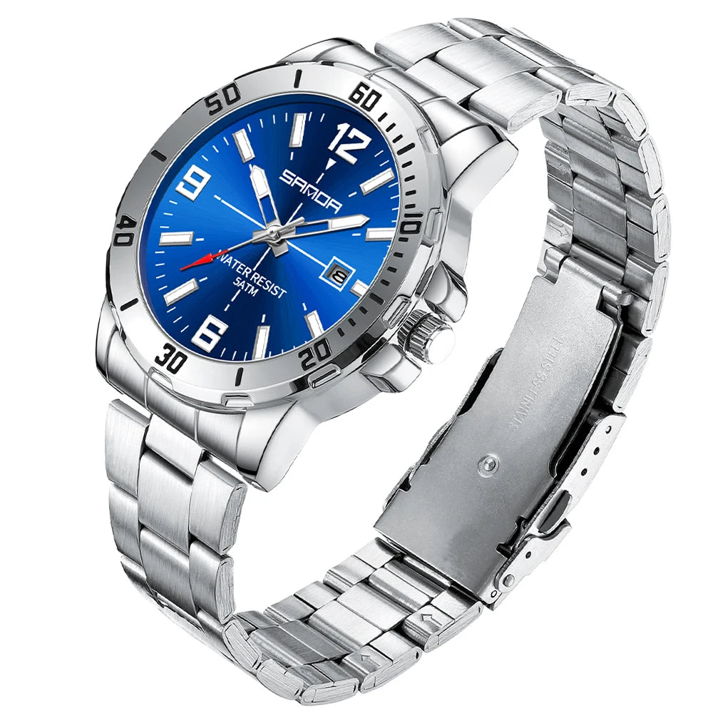 Fashion Casual Mens Business Watch Waterproof Luxury Stainless Steel Strap Men Wristwatch Calendar analog Quartz Watches For Man - Sun Studio