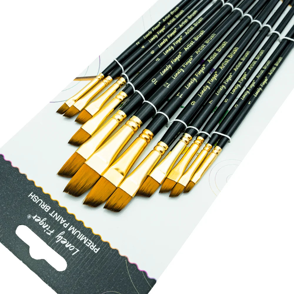 12/48pcs Professional Artist Paint Brush Set Include Round Filbert Flat Angle Fine Detail Brushes Premium Nylon Brush for Paint - Sun Studio