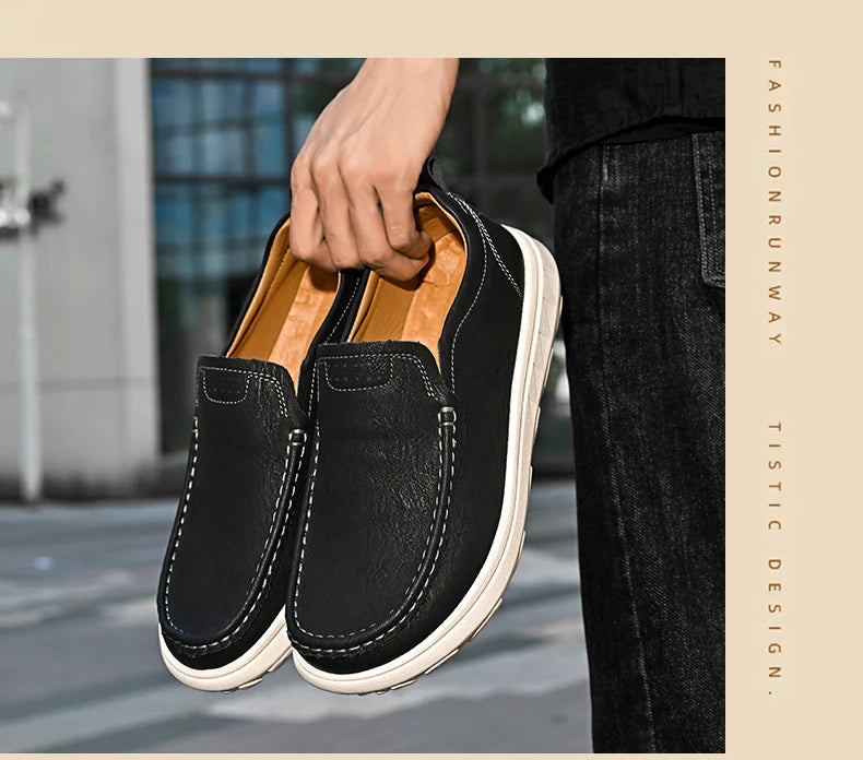 New Men's Casual Shoes Fashion Comfortable Men's Shoes High Quality Leather Men Driving Shoes Handmade Flat Shoes Men Sneakers - Sun Studio