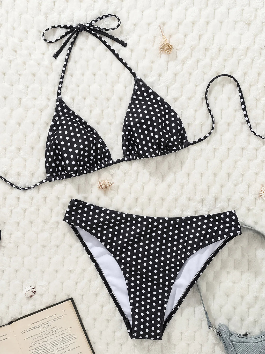 Sexy Black Polka Dot Print Bikini Set Women Halter Push Up Bra High Waist Swimsuit Bathing Suit Vacation Two Piece Swimwear 2026 - Sun Studio