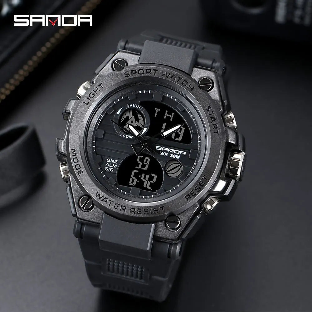 SANDA Top Luxury Watches Men Military Army Mens Watch Waterproof Sport Wristwatch Dual Display Watch Male Relogio Masculino - Sun Studio