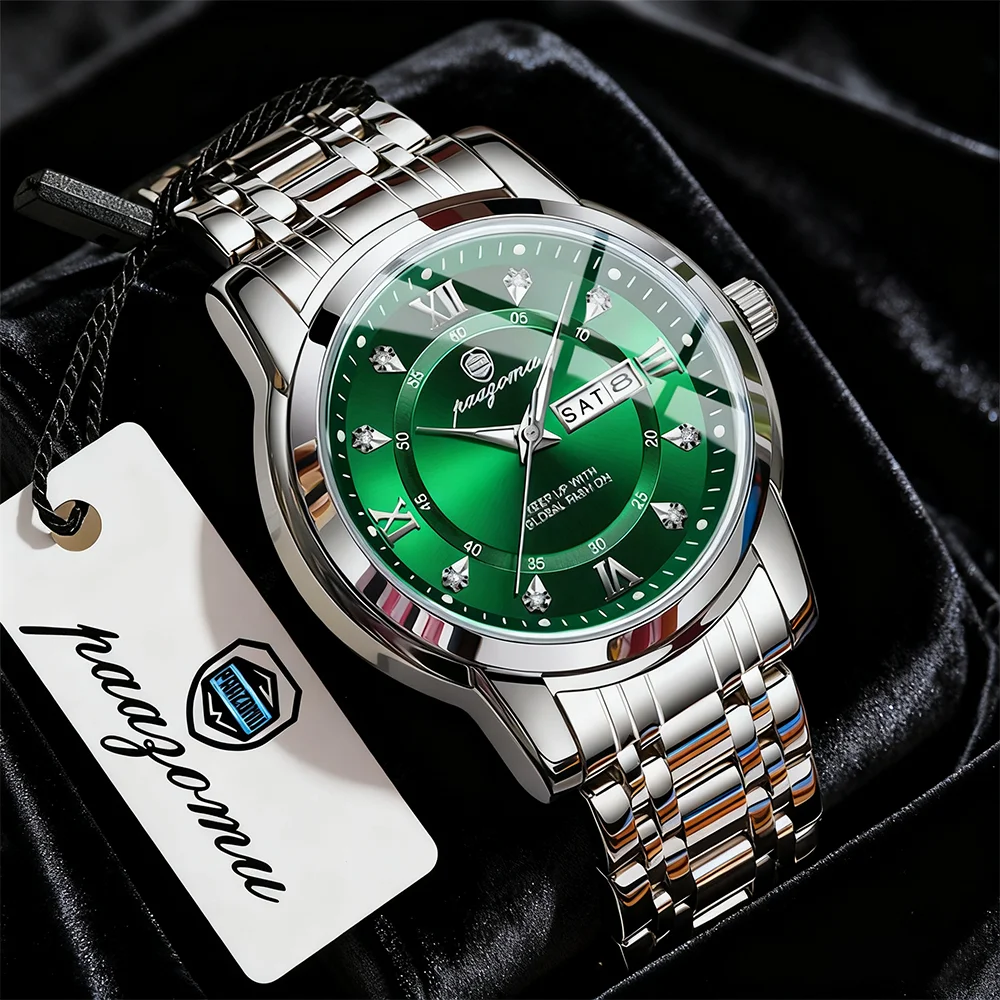 PAAZOMU Classic Casual Quartz Watch Men Women Waterproof Luminous Dial Business Dress Wristwatch Comfortable Watches Male+Box - Sun Studio