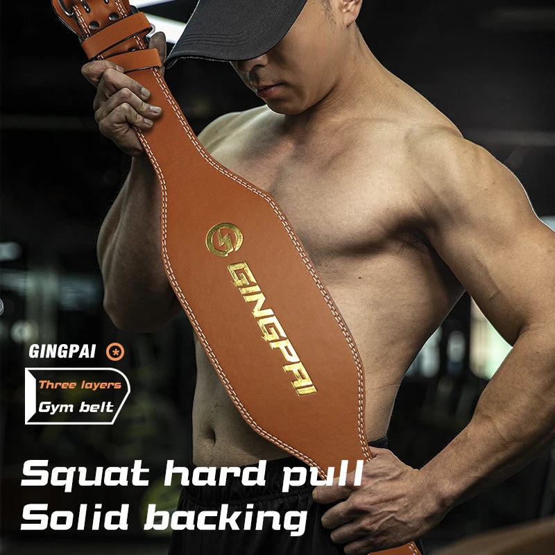 Cowhide Fitness Belt Squat Deadlift Waist Protector Men's Sports Professional Weight Training Protective Gear Weightlifting Belt - Sun Studio