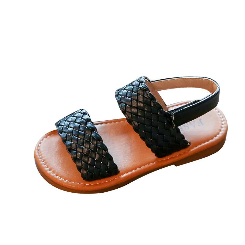 Summer Breathable Woven Grass Sandals for Girls Non-Slip Soft Sole Boho Style Toddler Sandals for Outdoor Beach Wedding Footwear - Sun Studio