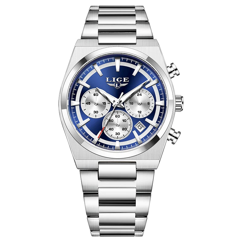 LIGE Top Luxury Man Quartz Watch Waterproof Luminous Date Chronograph Watches For Men Stainless Steel Fashion Men's Watch Reloj - Sun Studio