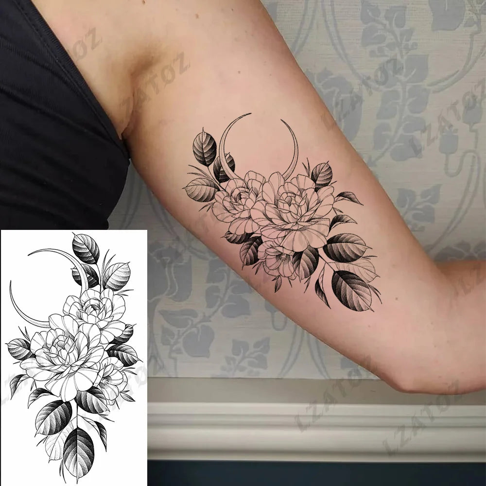 Unique Triangle Ocean Wave Temporary Tattoos For Men Women Realistic Tiger Lion Fake Tattoo Stickers Saying Transfer Art Tatoos