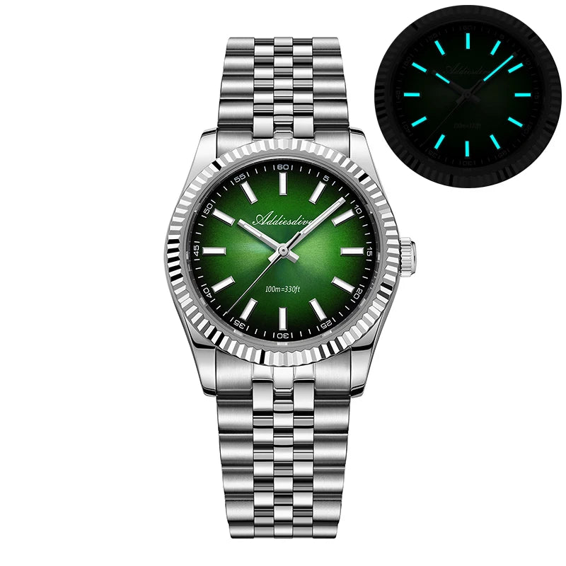 ADDIESDIVE AD2073 Men's Business Watch Sapphire Glass Stainless Steel Quartz Wristwatches Gradient Red Dial Watches Reloj Hombre - Sun Studio