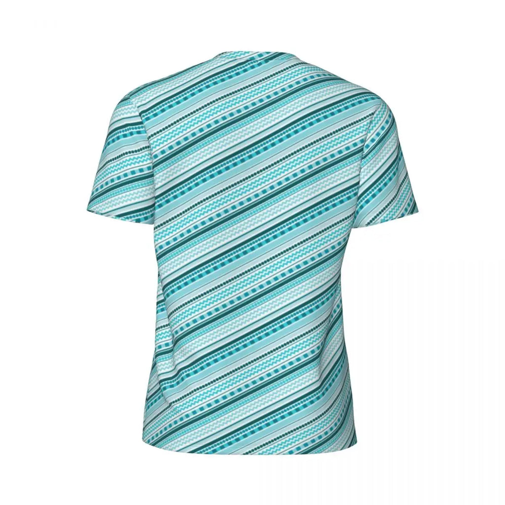Gym T Shirt For Mens Retro Dots And Stripes T Shirts Fashion Blue Line Design Summer Tees O Neck Basic Graphic Clothes Plus Size - Sun Studio