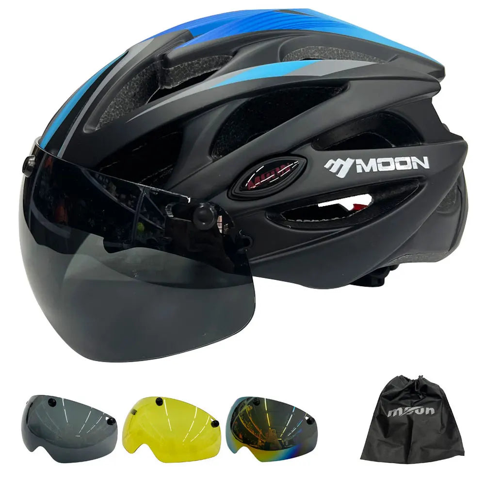 Lightweight Cycling Safety Helmet Outdoor Motorcycle Bicycle Helmet With Removable Visor Glasses MTB Mountain Road Bike Helmet - Sun Studio