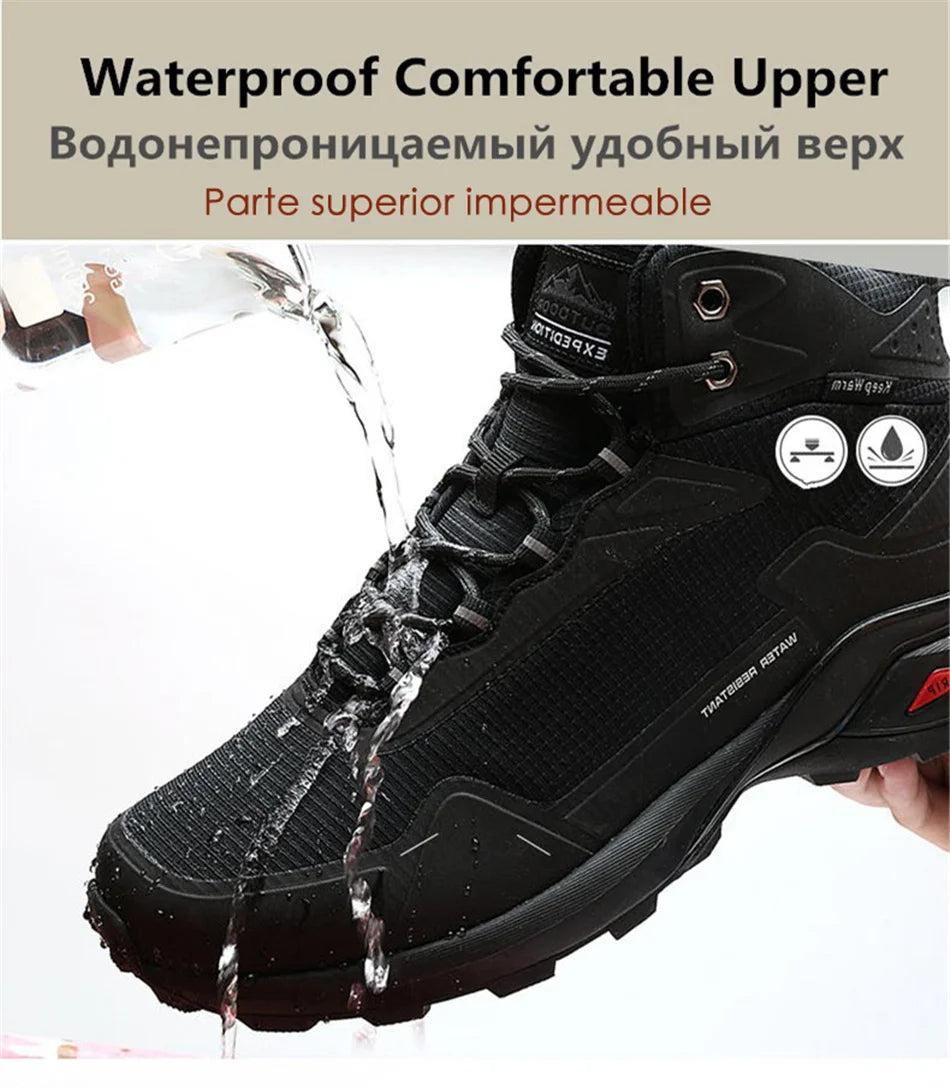 Men Winter Boots Snow Hiking Sneakers Water Resistant Mid Ankle Work Casual Hiker Trekking Outdoor Anti Slip Waterproof Shoes - Sun Studio