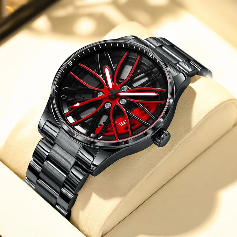 LIGE Men Watches Waterproof Rotary Sport Car Rim Man Luxury Watch Luminous Fashion Stainless Steel Quartz Men's Watches - Sun Studio