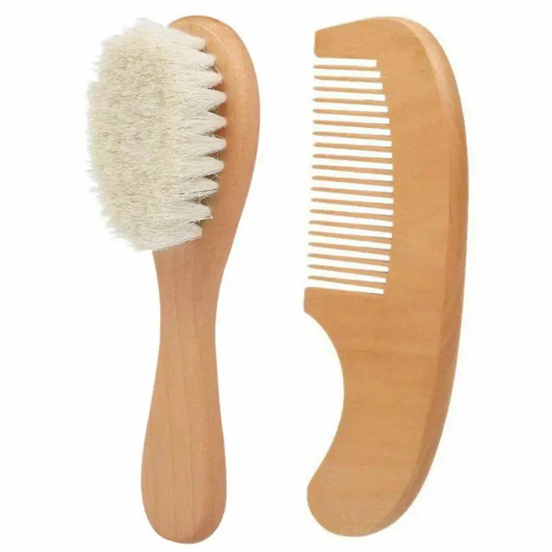 2PCS/Set Baby Hair Brush And Comb Set for Newborn Wood Comb For Hair Massage Bath Shower Mini Baby Brush Kids Pocket HairBrush - Sun Studio