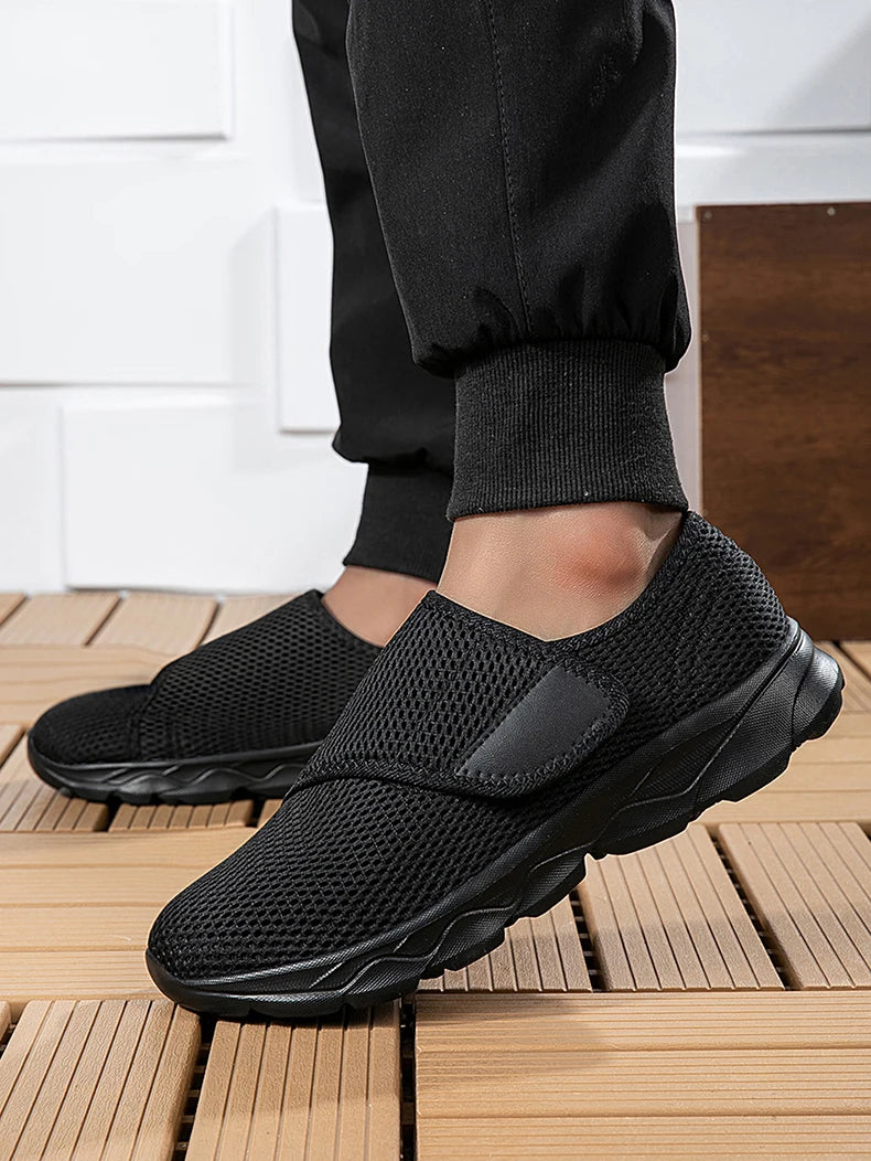 Sneakers Men Orthopedics Wide Feet Swollen Walking Casual Shoes Thumb Eversion Adjusting Soft Comfortable Light Man Shoes Black - Sun Studio