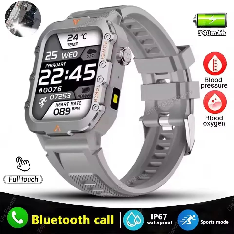 Men Smart Watch Bluetooth Call Sleep Heart Rate Healthy Monitor Outdoor LED Flashlight Waterproof Sports Watches For Android IOS - Sun Studio