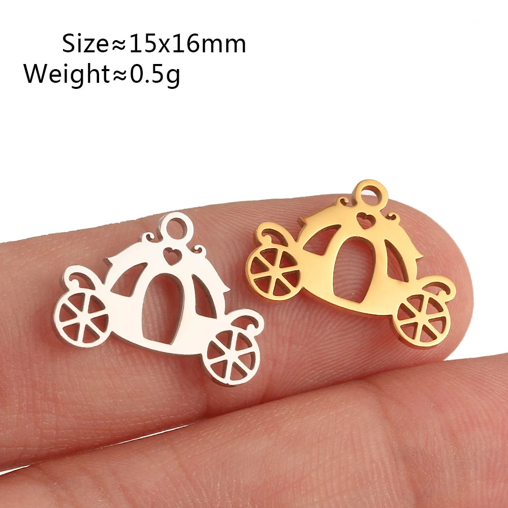 5Pcs Summer Hat/Lip Kiss/Swimsuit/Airplane Travel Charm  Stainless Steel Jewelry Making Craft DIY Bracelets Necklace Accessories - Sun Studio
