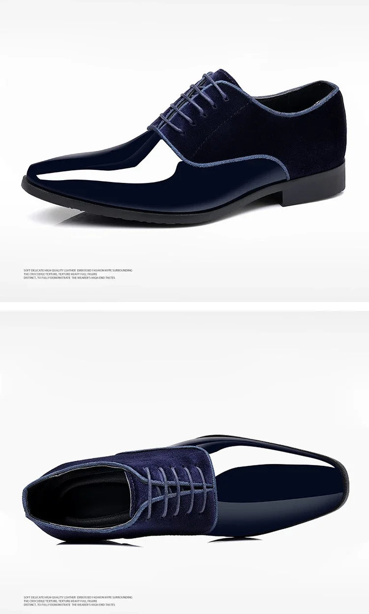 New Oxford Men's Pointed Toe Dress  Luxury Lacquer Wedding Shoes Classic Derby Shoes 2023 Leather Shoes Size 38-50 - Sun Studio