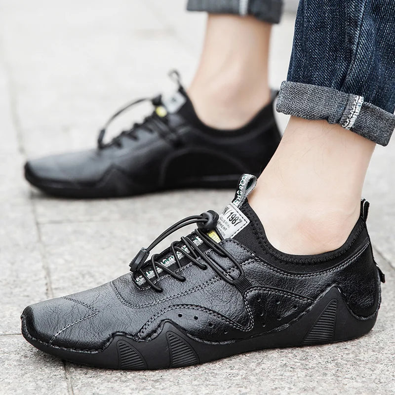 Leather Casual Sneakers for Men Driving Shoes 2024 New Fashion In Waterproof Men Doug Luxury Dress Loafers Shoes Footwear ﻿ - Sun Studio