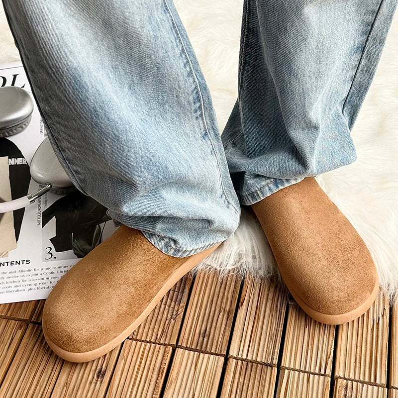 Winter New Arrival Men's Plush Lined Warm Cotton Slippers, Non-Slip Indoor Outdoor Cozy Fleece Shoes for Men - Sun Studio