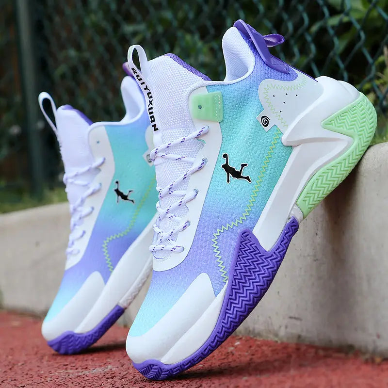 Brand Professional Men's White Red Blue Basketball Shoes Basketball Sneakers Anti-skid High-top Couple Man Basketball Boots - Sun Studio