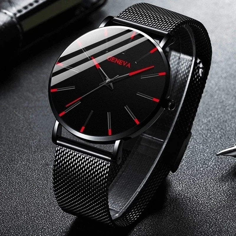 New Fashion Simple Ultra-thin Men Business Watches Steel Mesh Band Male's Quartz Watch Relogio Masculino - Sun Studio