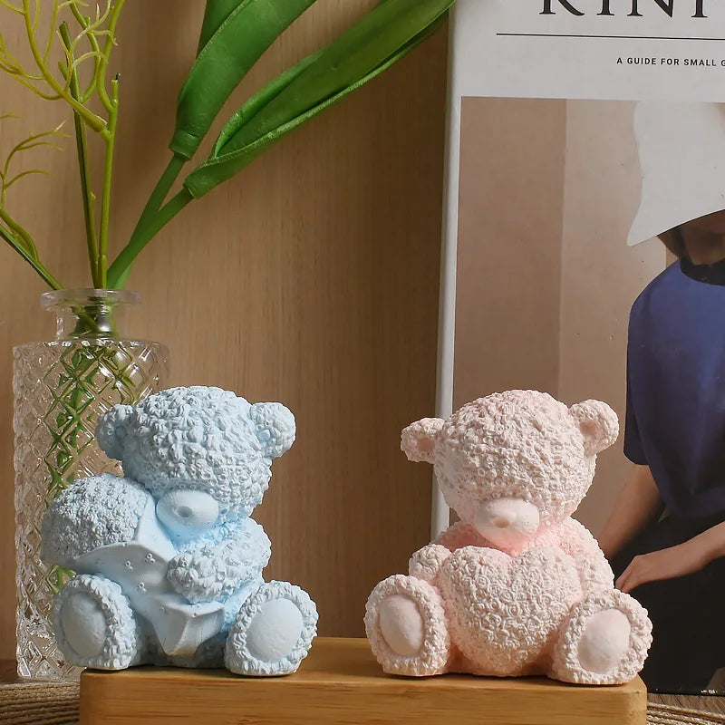 Hug Heart Bear Silicone Mold DIY Cuddle Heart Rose Teddy Bear Candle Mold Gypsum Candle Resin Make Home Decor Gift Creative Gift - Sun Studio