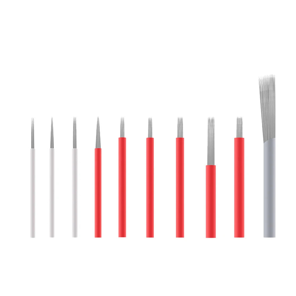 50Pcs Round Tattoo Needles Blades RS RL Microblading Permanent Makeup Fog Eyebrow Lip Needles Manual Pen Embroidery Needle - Sun Studio